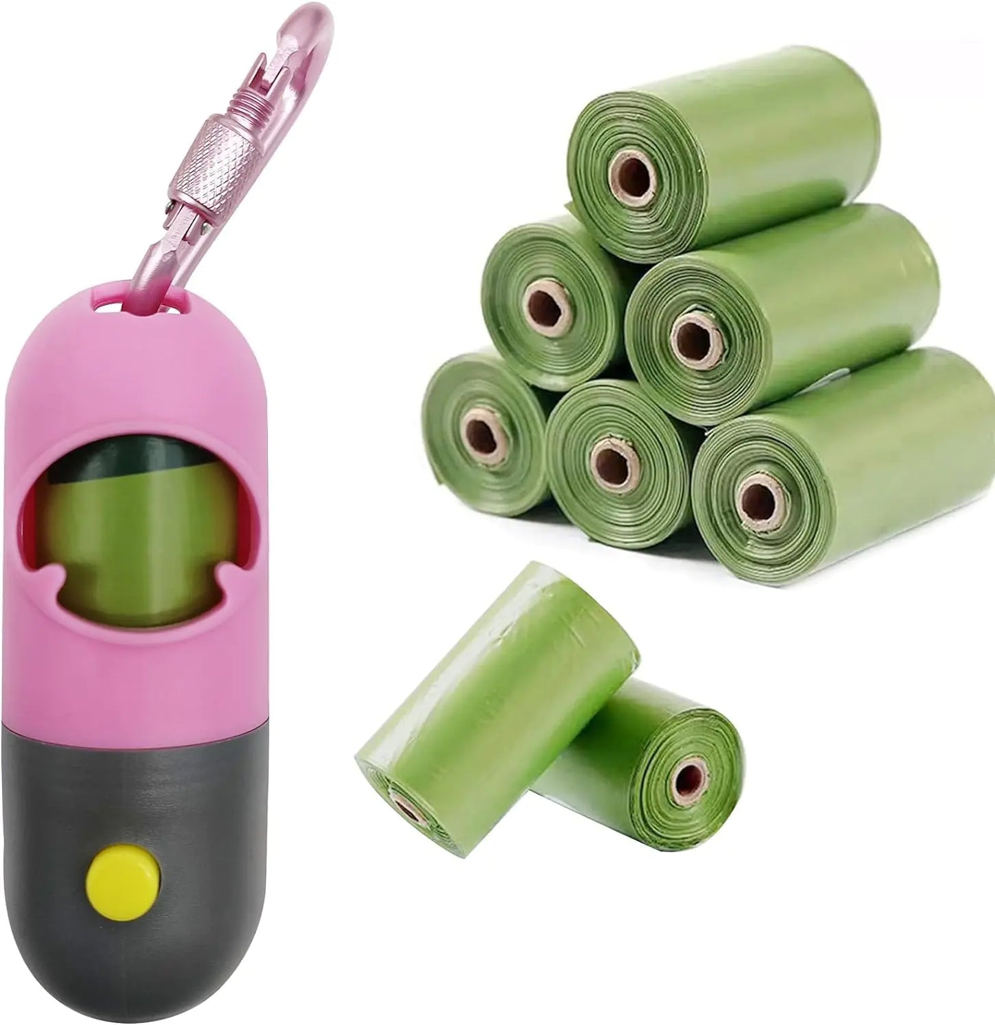 SHAOUMAN Dog Poop Bag Holder Dispenser with LED Flashlight for Leashes Dog Waste Bags Carrier with Flash Light Nighttime Dog Walking Flashlight(1 Holder 135 BagsPink)